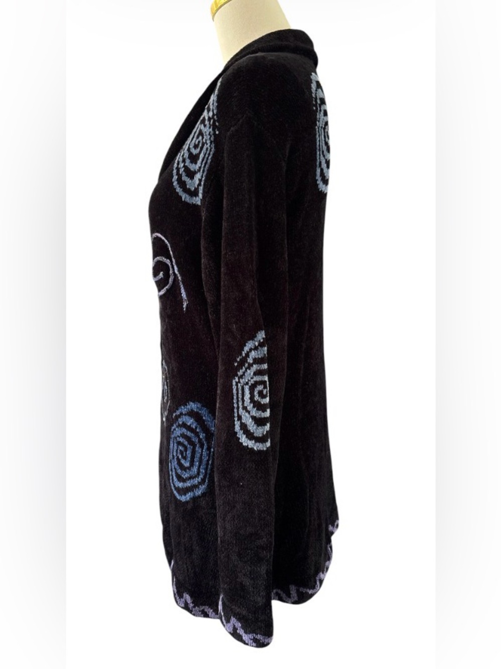 Black Cardigan Stitched Accents Beading Sparkle Art to Wear Size M. SKU 26 - Picture 6 of 14